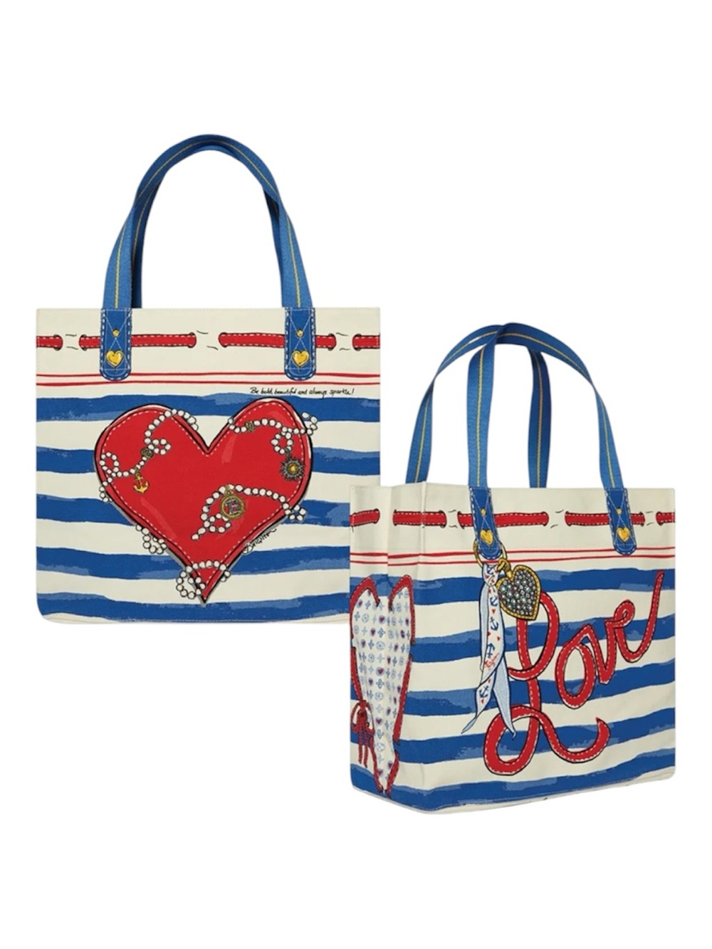 New In Package Brighton Canvas Striped Love Tote Bag